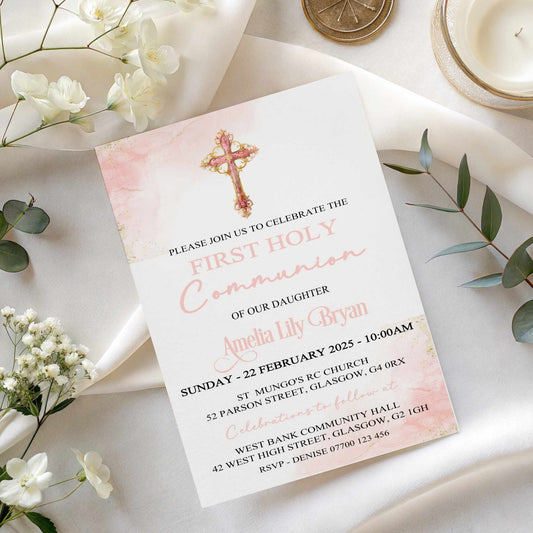 10 First Holy Communion Invitations Personalised