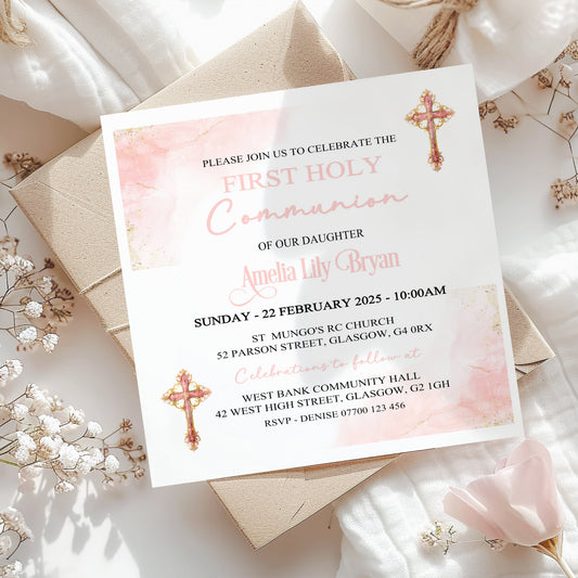 10 First Holy Communion Invitations Personalised