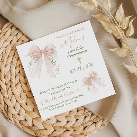 10 First Holy Communion Invitations Personalised