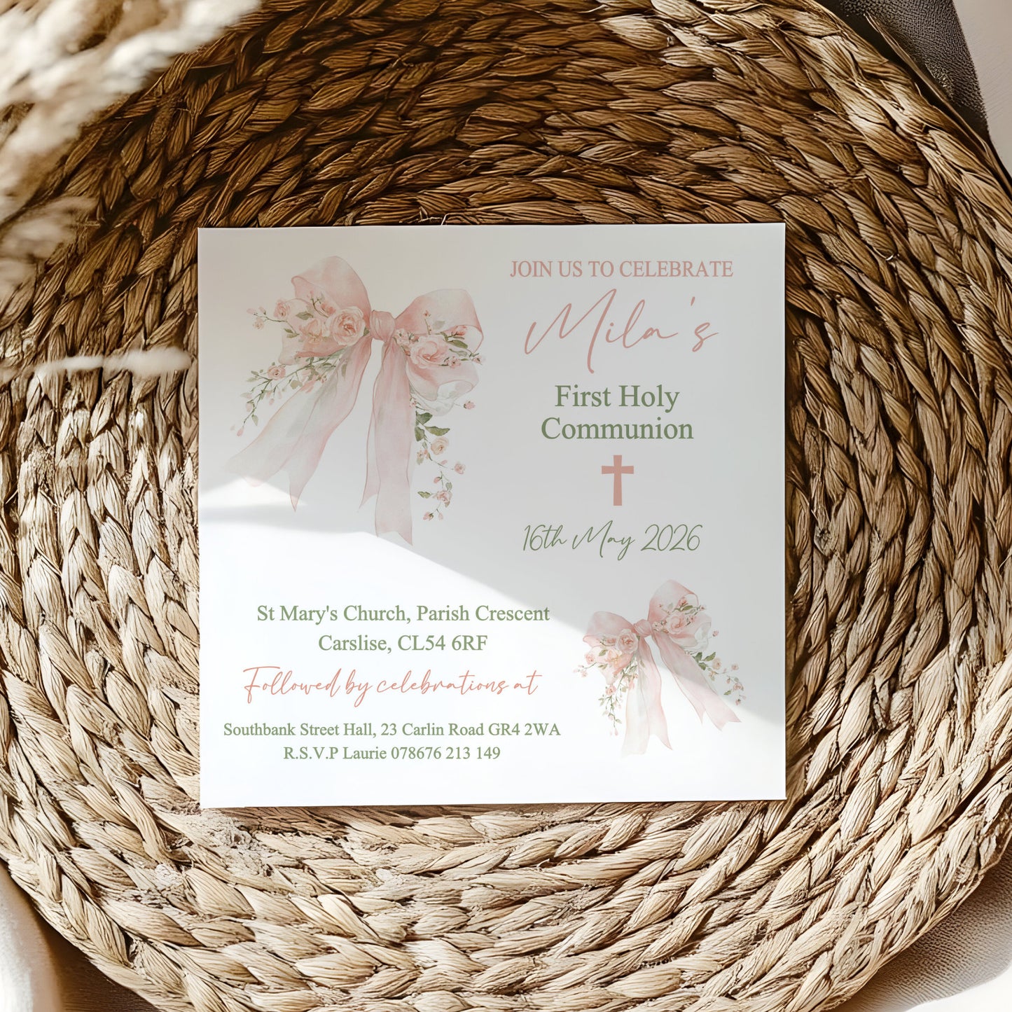 10 First Holy Communion Invitations Personalised