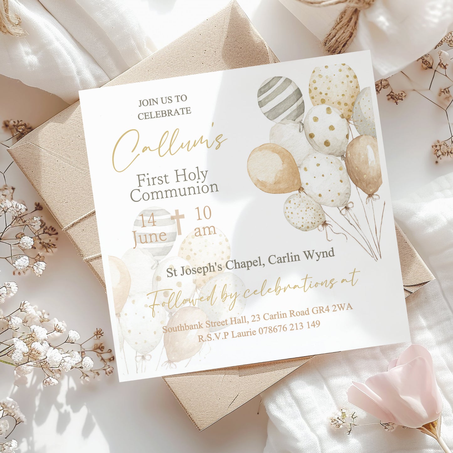 10 First Holy Communion Invitations Personalised