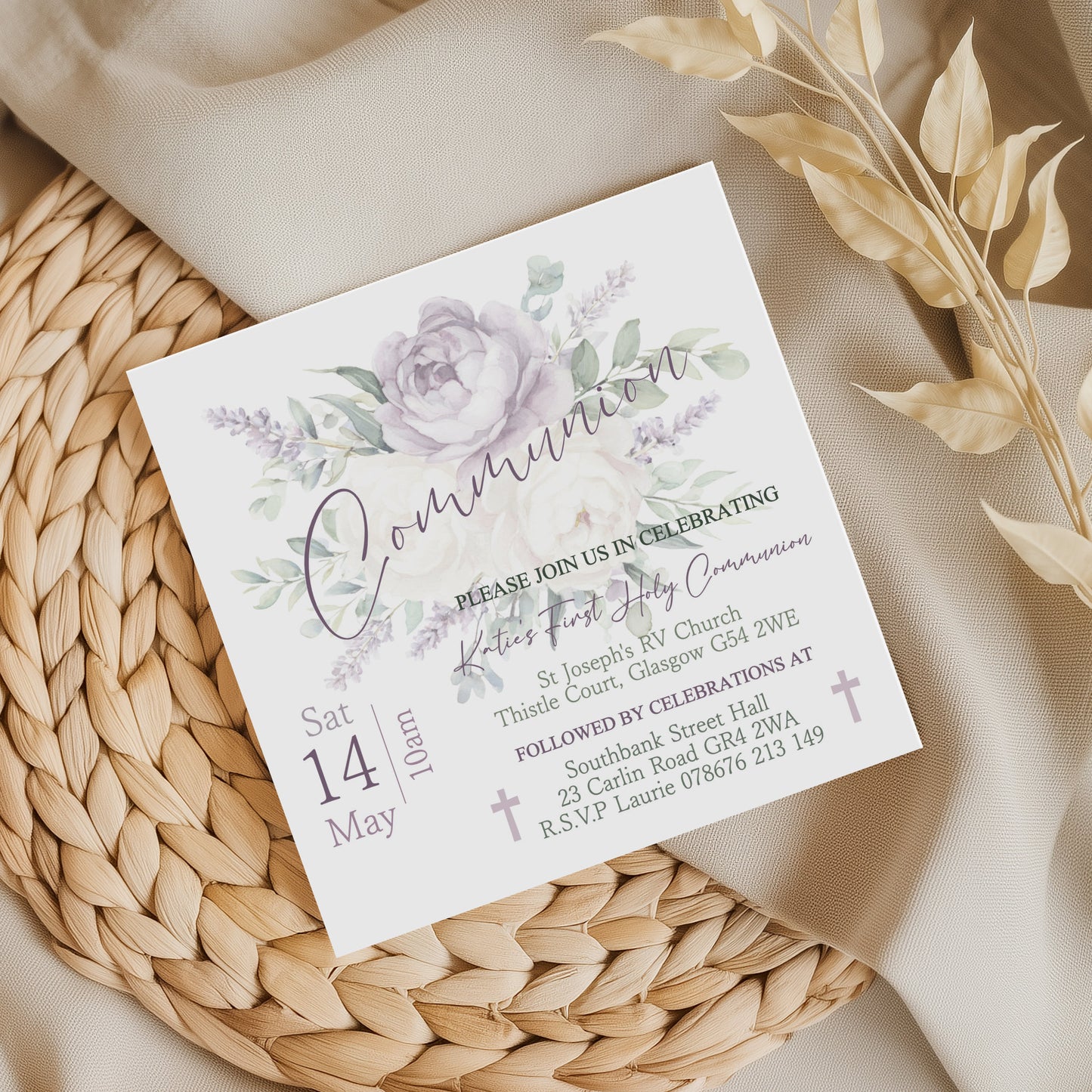 10 First Holy Communion Invitations Personalised