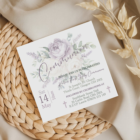 10 First Holy Communion Invitations Personalised