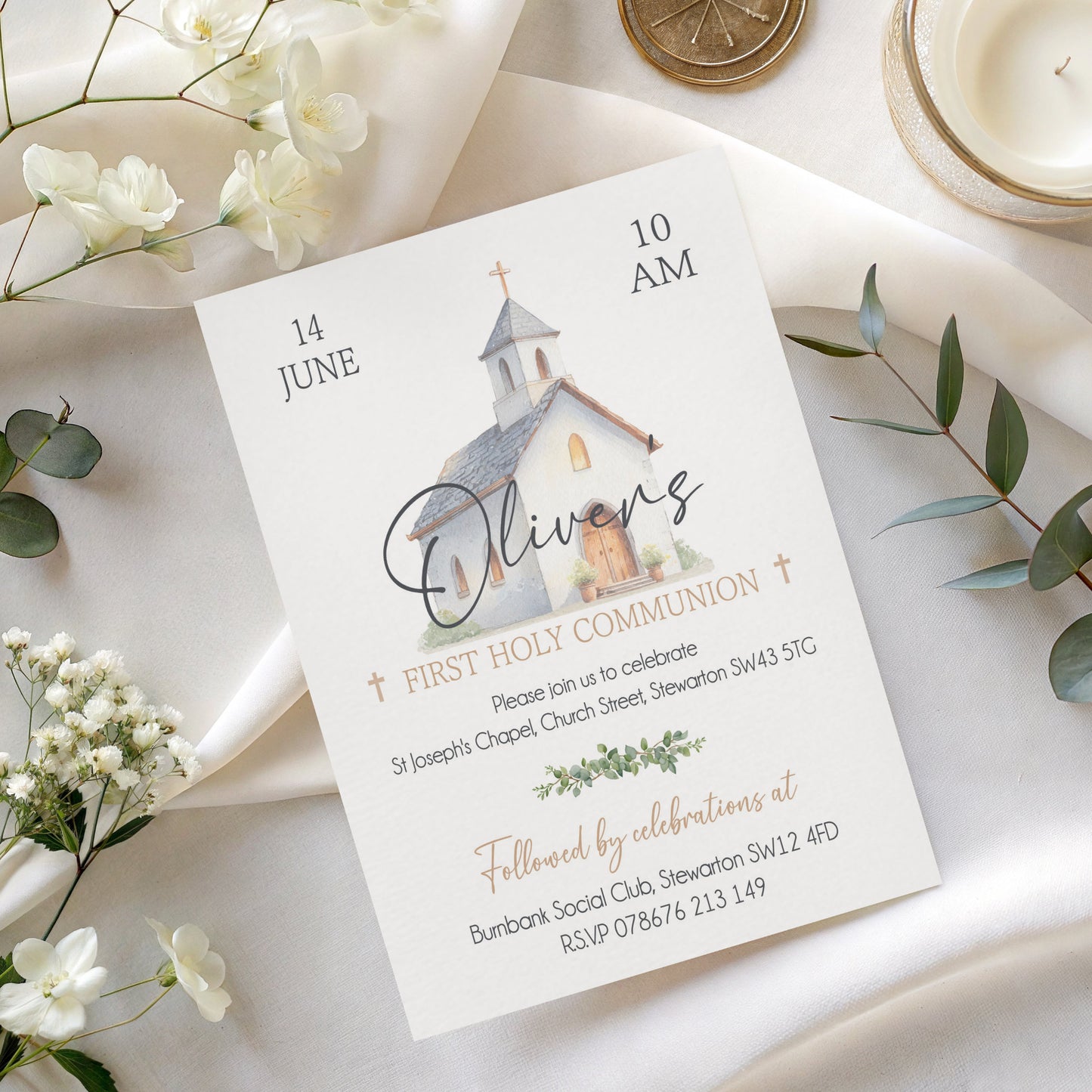 10 First Holy Communion Invitations Personalised
