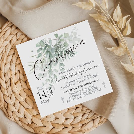 10 First Holy Communion Invitations Personalised