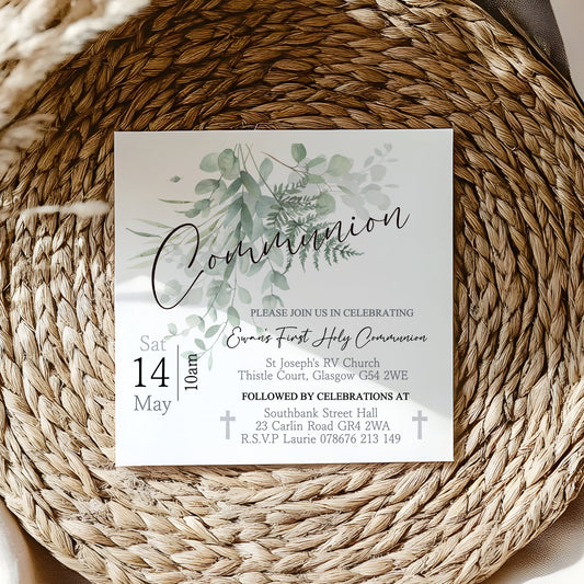 10 First Holy Communion Invitations Personalised