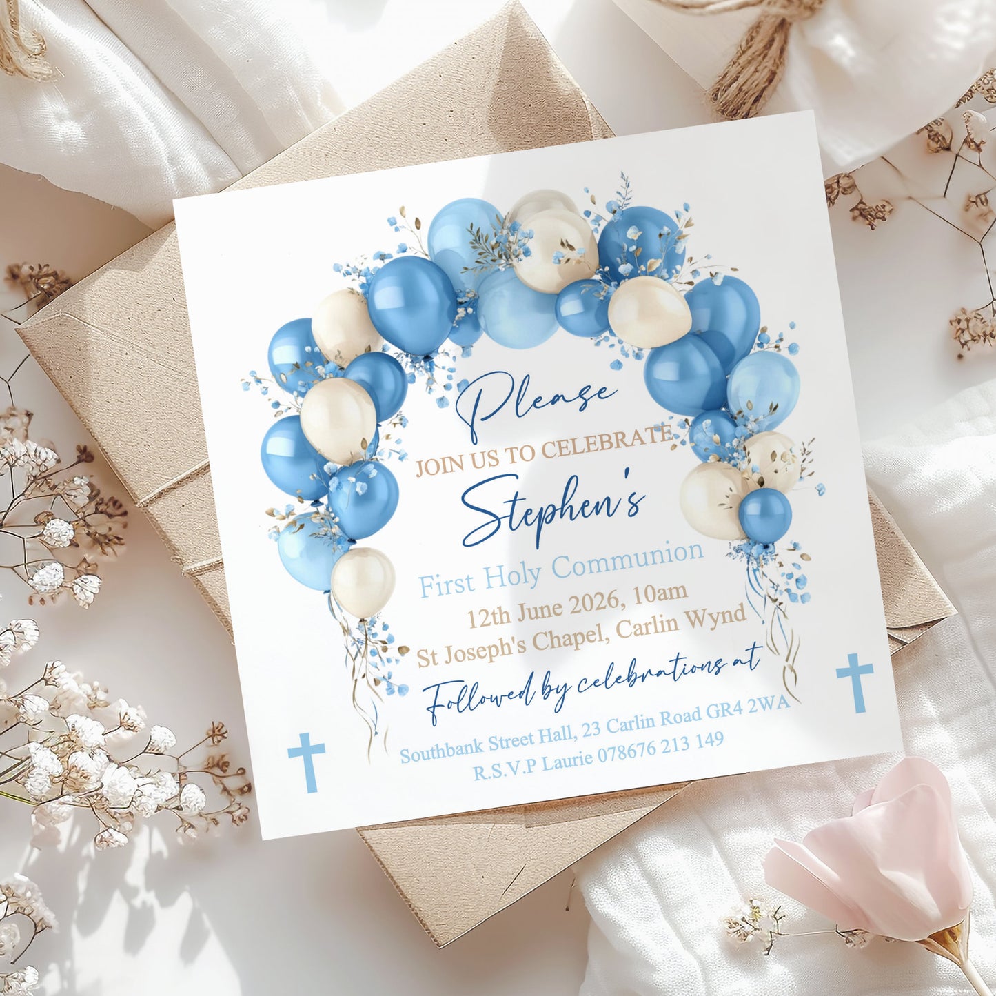 10 First Holy Communion Invitations Personalised