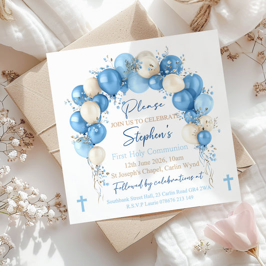 10 First Holy Communion Invitations Personalised
