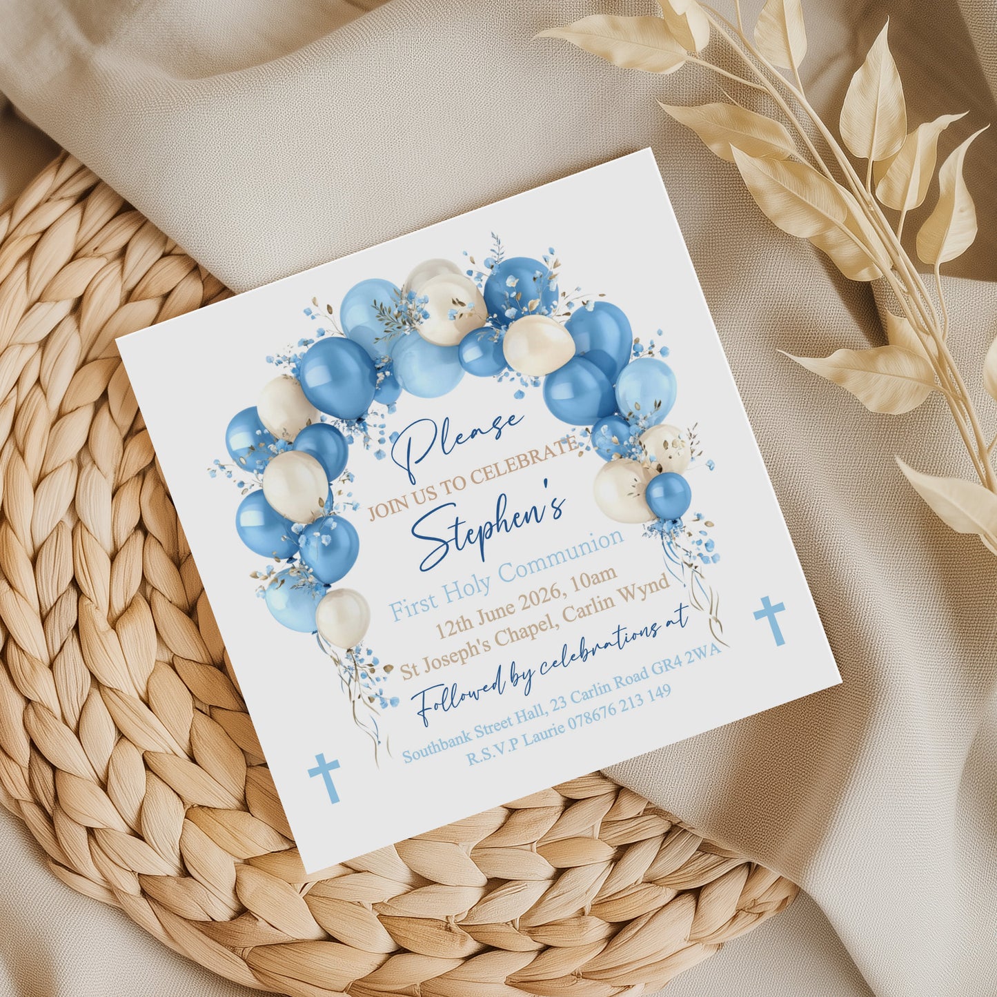 10 First Holy Communion Invitations Personalised