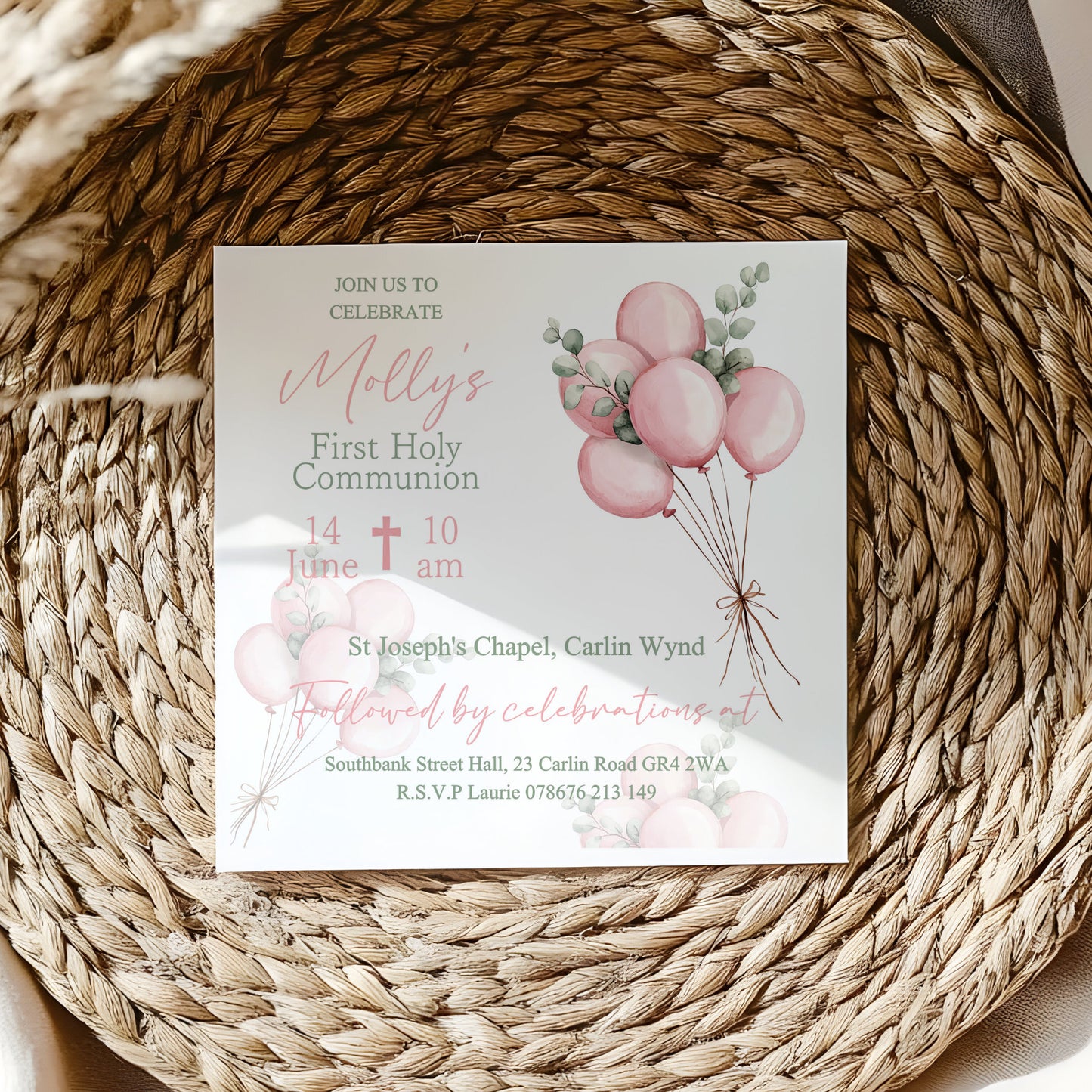 10 First Holy Communion Invitations Personalised