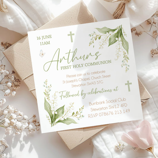 10 First Holy Communion Invitations Personalised