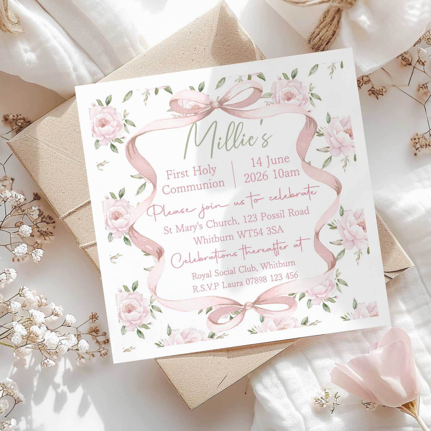 10 First Holy Communion Invitations Personalised