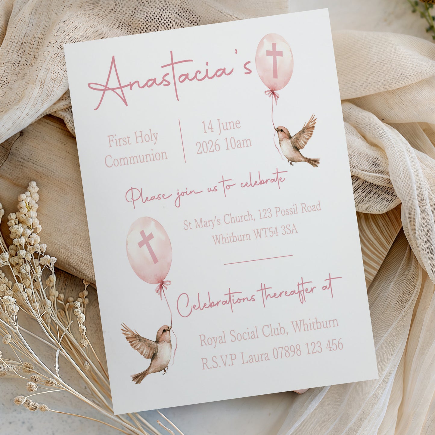 10 First Holy Communion Invitations Personalised