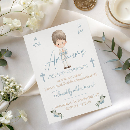 10 First Holy Communion Invitations Personalised
