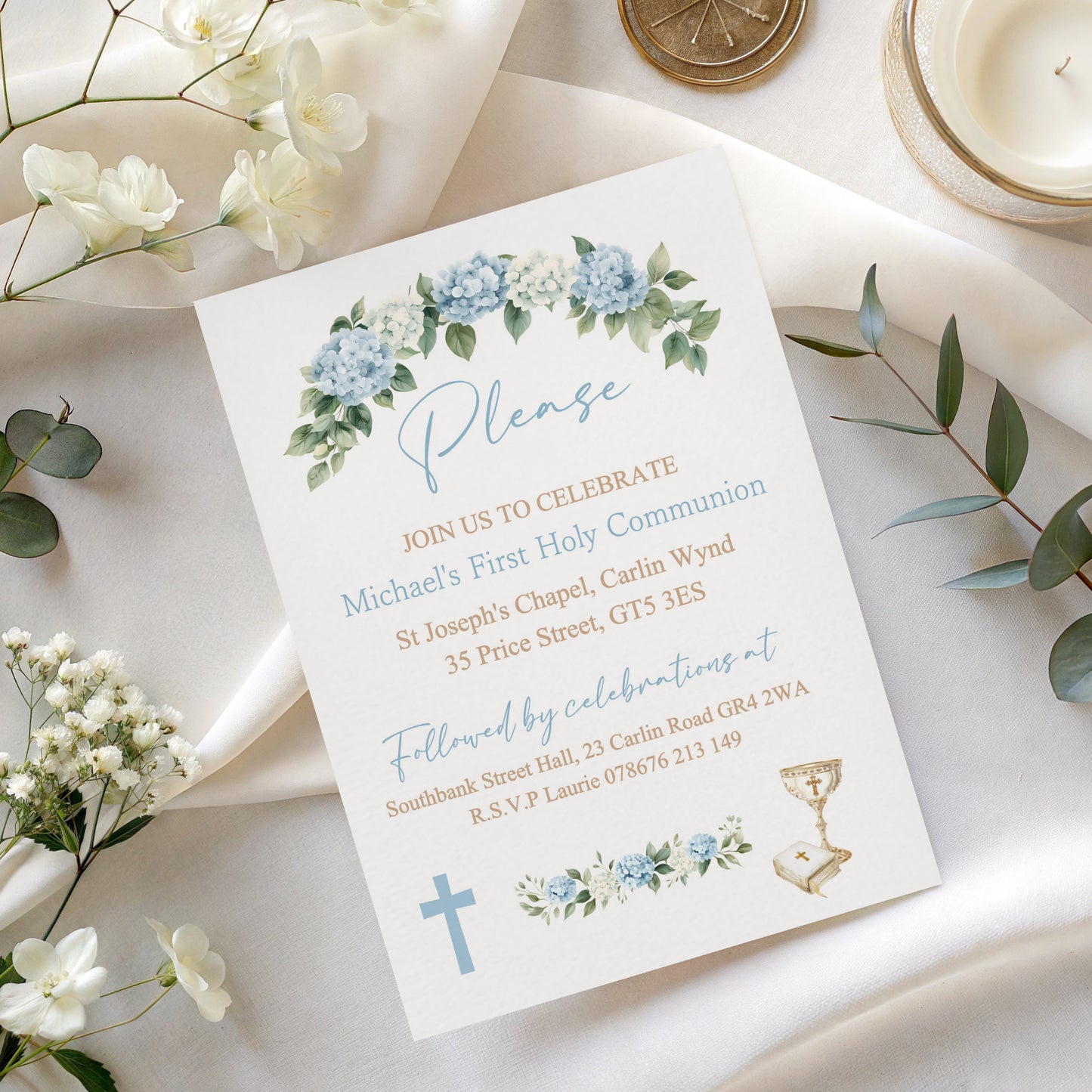 10 First Holy Communion Invitations Personalised