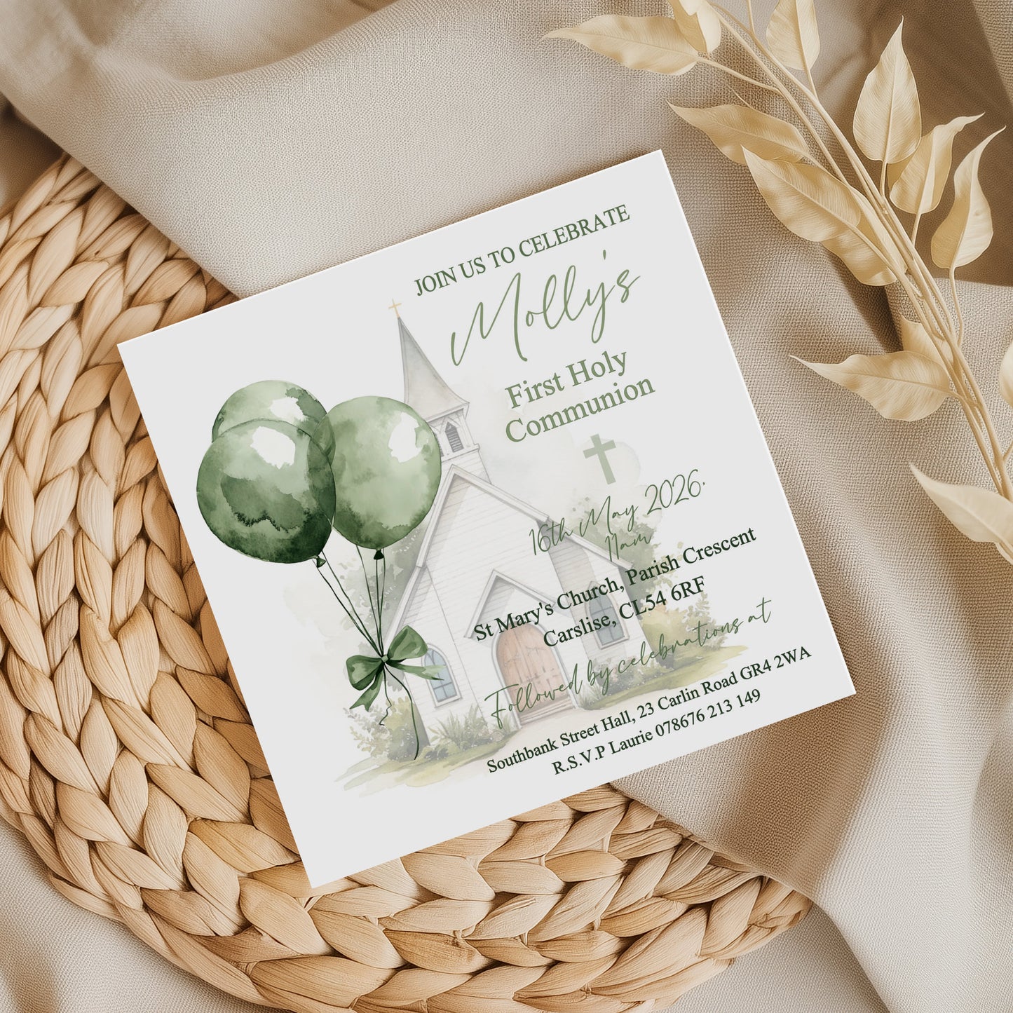 10 First Holy Communion Invitations Personalised