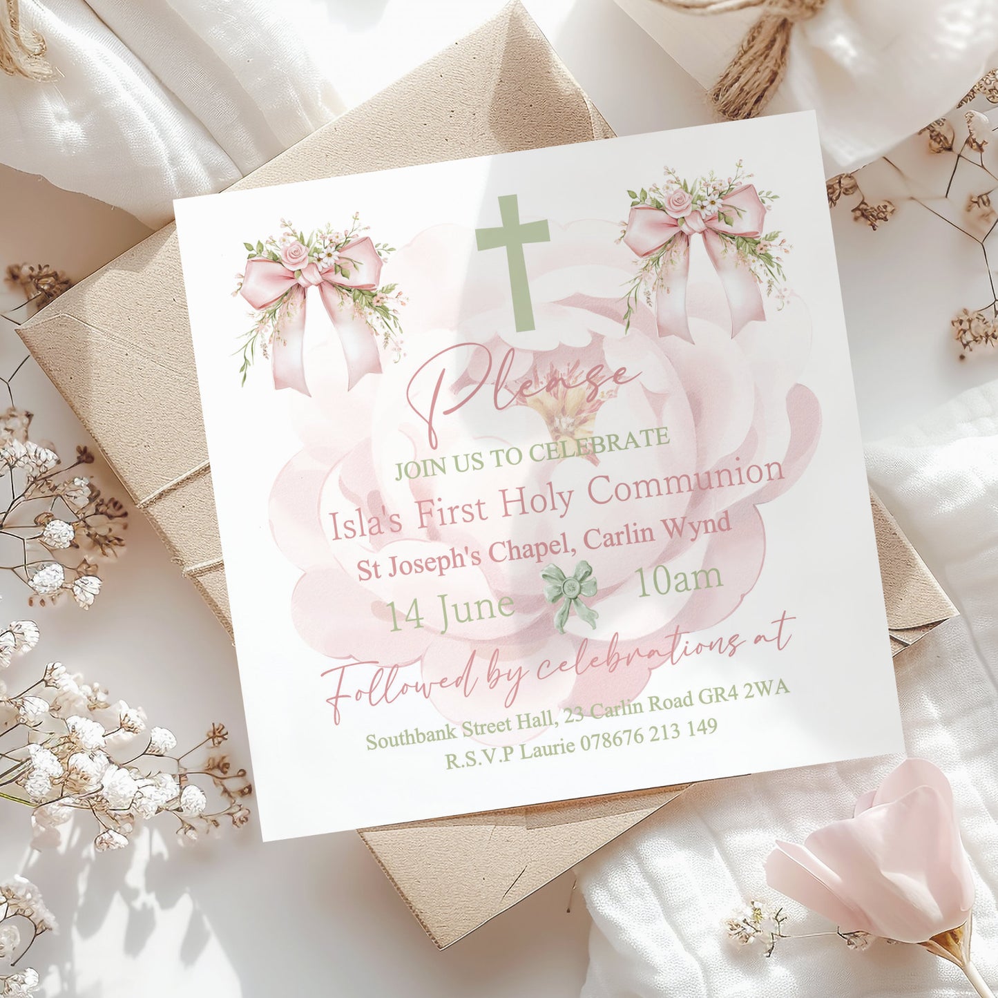 10 First Holy Communion Invitations Personalised