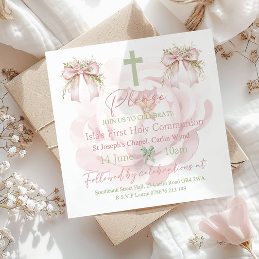 10 First Holy Communion Invitations Personalised