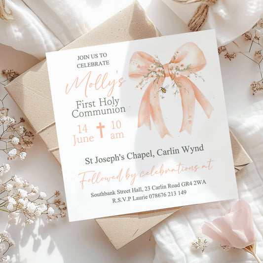 10 First Holy Communion Invitations Personalised