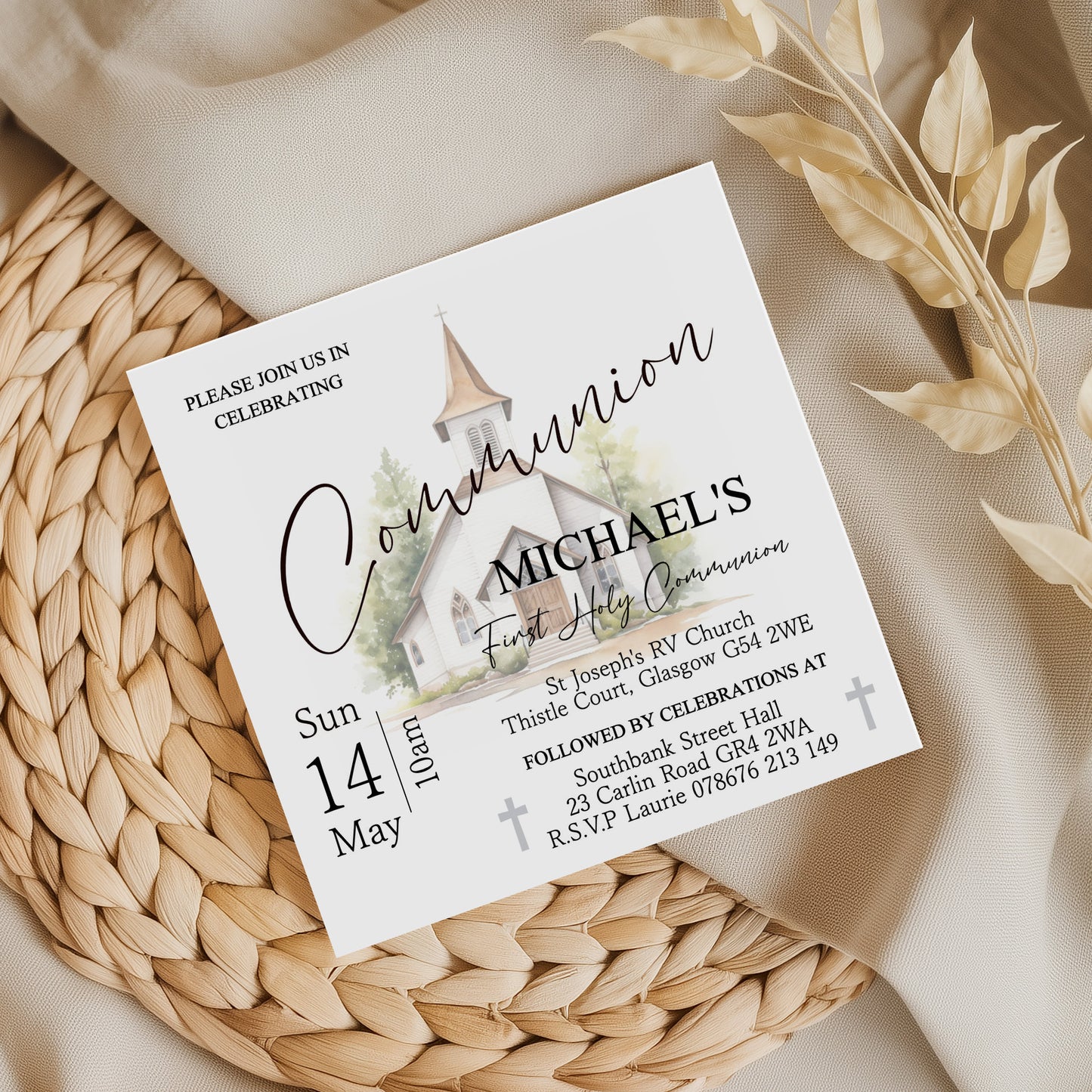 10 First Holy Communion Invitations Personalised