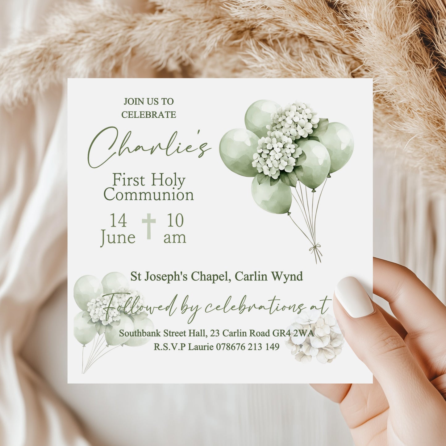 10 First Holy Communion Invitations Personalised