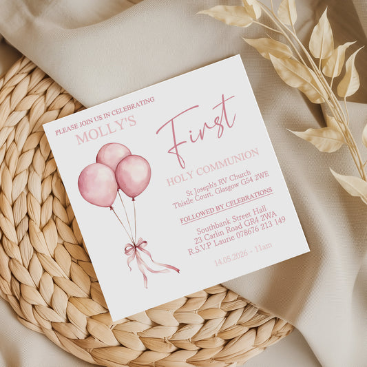 10 First Holy Communion Invitations Personalised