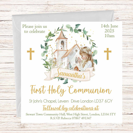 Girls First Holy Communion Invitations