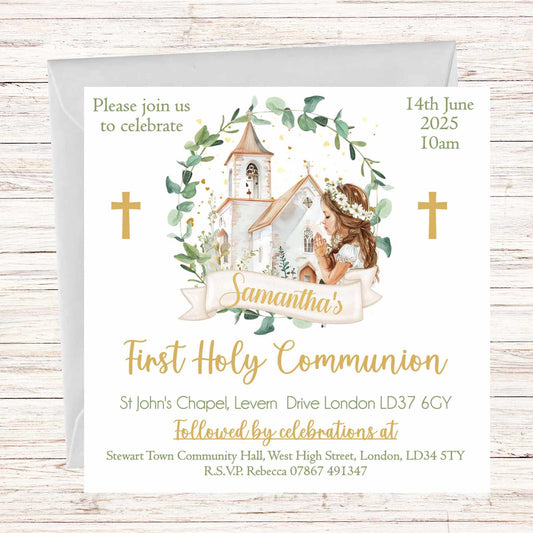 Girls First Holy Communion Invitations