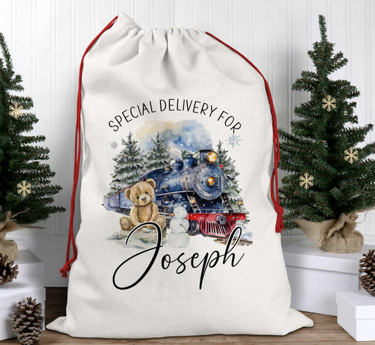 Personalised Christmas Santa Sack – Christmas Train