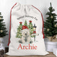 SANTA SACK WITH NAME AND POLAR BEAR DESIGN