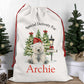 SANTA SACK WITH NAME AND POLAR BEAR DESIGN