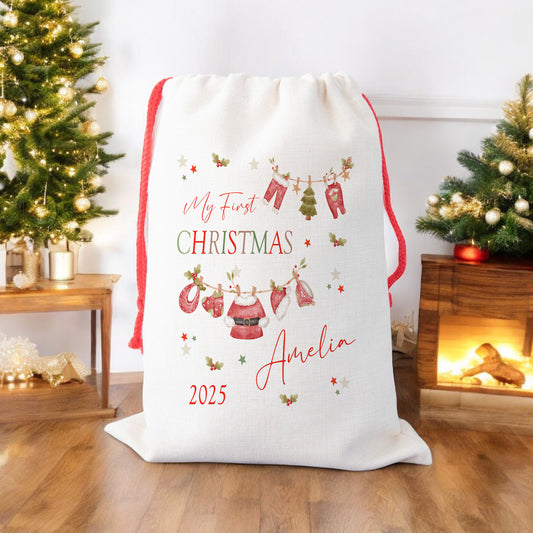 Personalised Santa Sack for Babies First Christmas