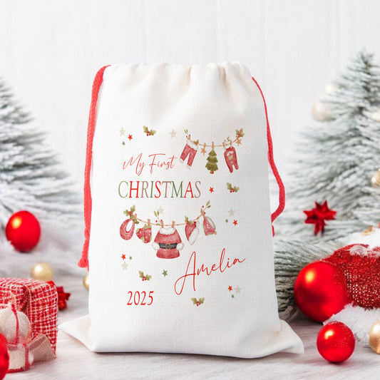 Personalised Santa Sack for Babies First Christmas