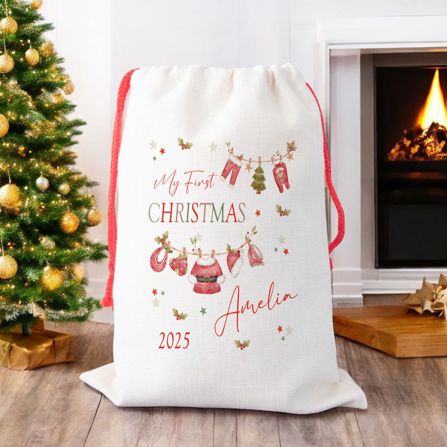 Personalised Santa Sack for Babies First Christmas