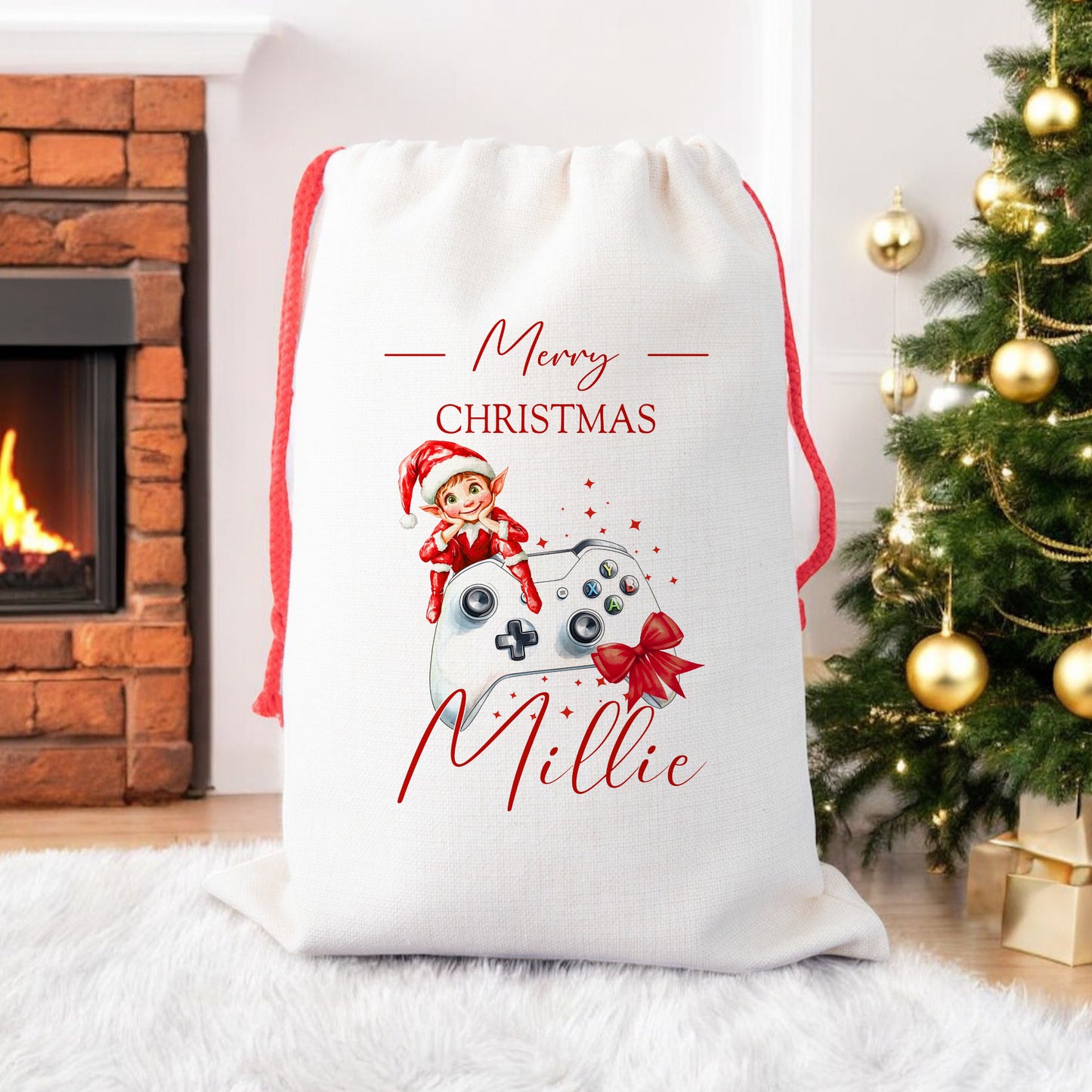 Personalised Santa Sack for Children Elf Gaming For Boy or Girl