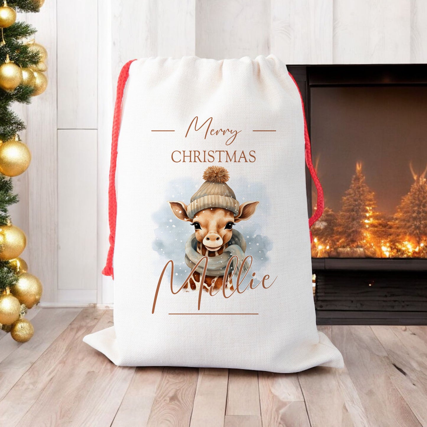 Personalised Santa Sack for Children Giraffe Design