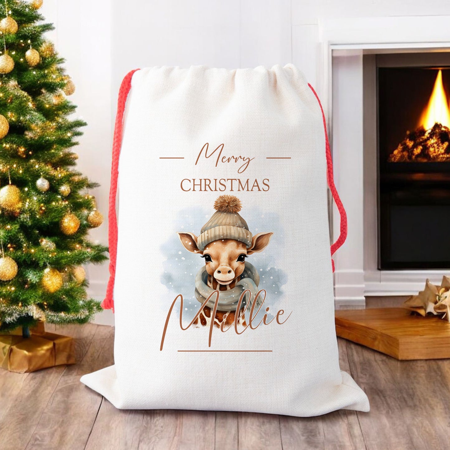 Personalised Santa Sack for Children Giraffe Design