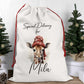 christmas santa sack saying special delivery for and your childs name.