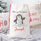 Personalised Santa Sack, Penguin Gift Sack for Kids or Adults