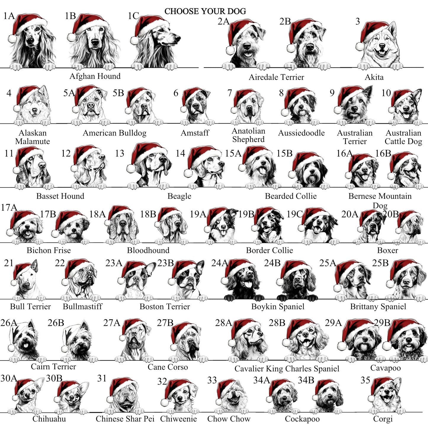Personalied Christmas Dog Wrapping Paper, Pet Custom Paper, 100 Breeds