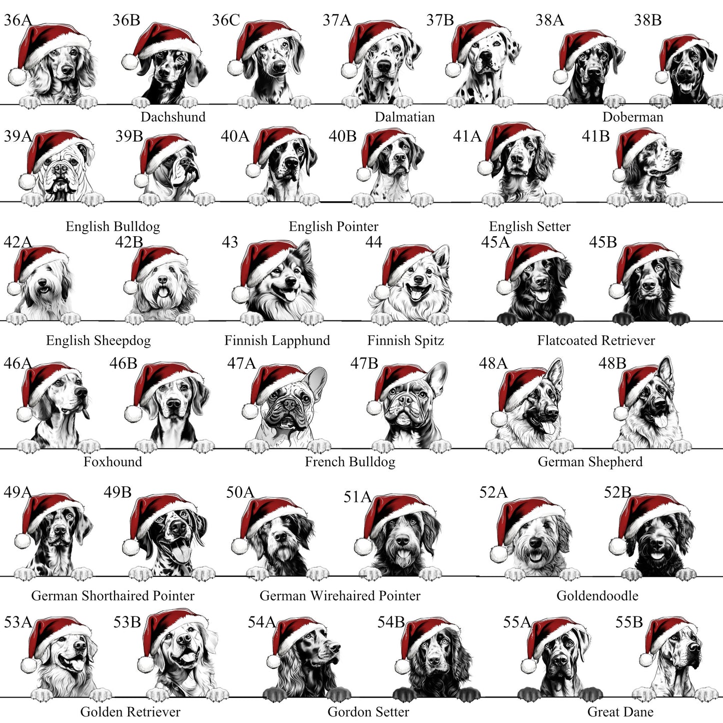 Personalied Christmas Dog Wrapping Paper, Pet Custom Paper, 100 Breeds