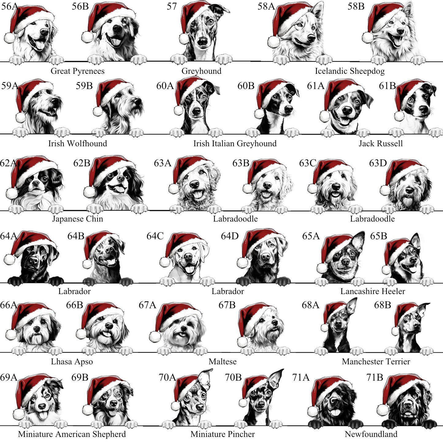 Personalied Christmas Dog Wrapping Paper, Pet Custom Paper, 100 Breeds