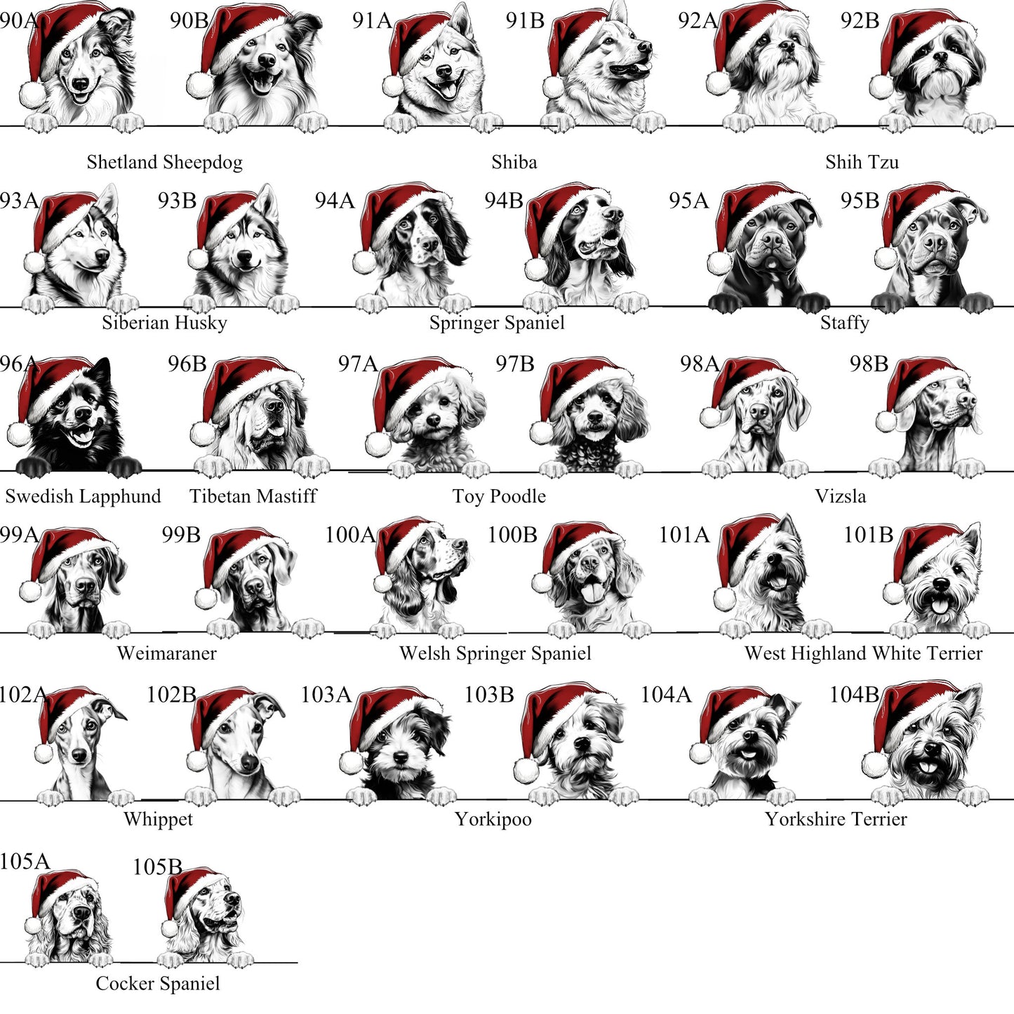 Personalied Christmas Dog Wrapping Paper, Pet Custom Paper, 100 Breeds