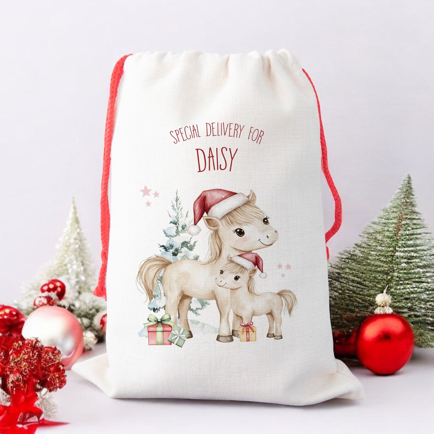 Personalised Santa Sack, Gift Sack for Kids or Adults, Ponies