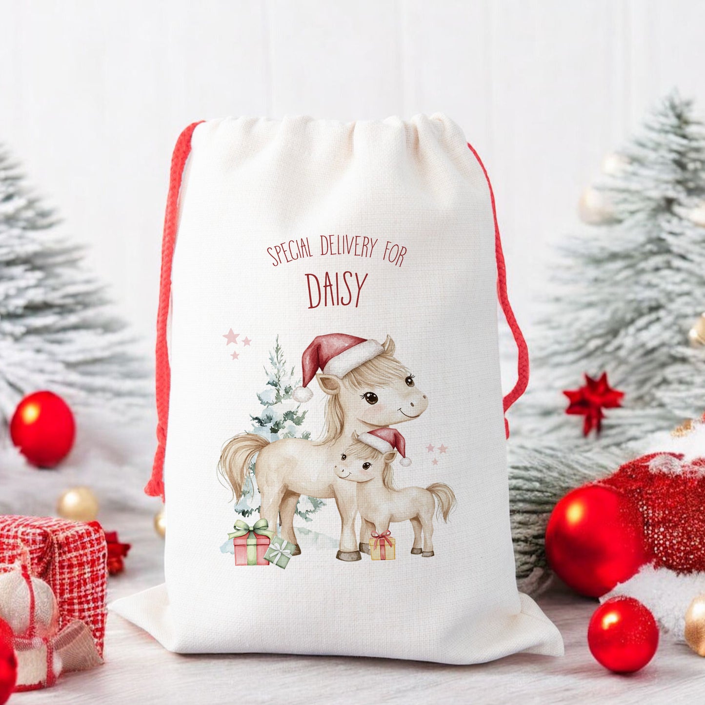 Personalised Santa Sack, Gift Sack for Kids or Adults, Ponies