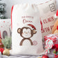 Personalised Santa Sack, Gift Sack for Kids or Adults, Monkey