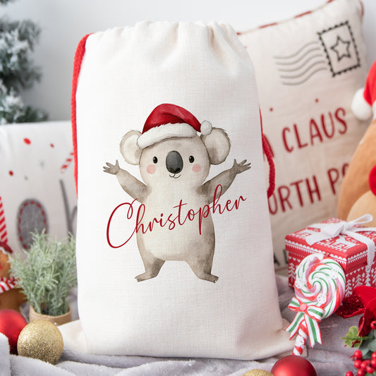 Personalised Santa Sack, Gift Sack for Kids or Adults, Koala Bear