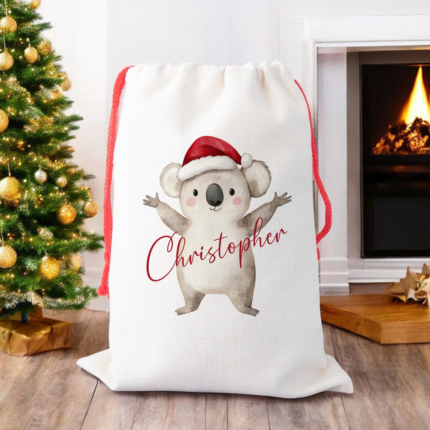 Personalised Santa Sack, Gift Sack for Kids or Adults, Koala Bear