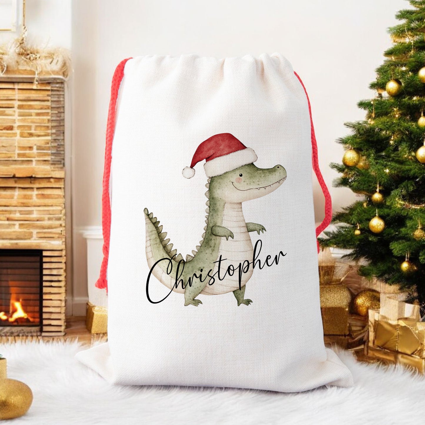 Personalised Santa Sack, Gift Sack for Kids or Adults, Crocodile