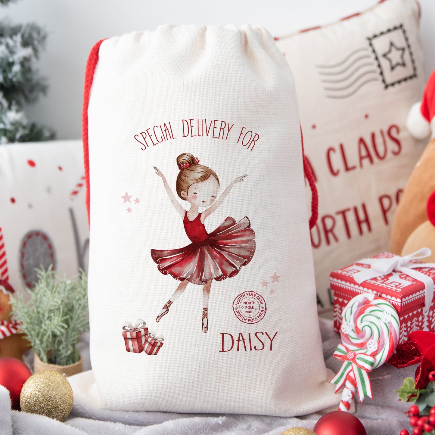 Personalised Santa Sack, Gift Sack for Kids or Adults, Ballerina